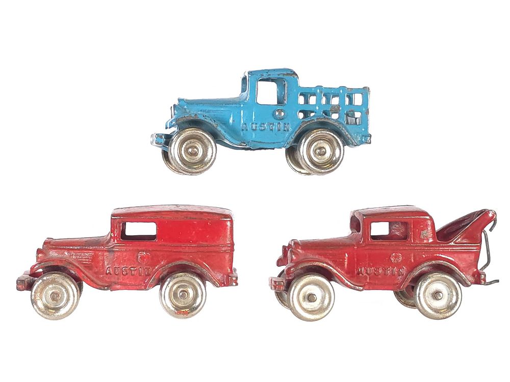 Lot 572: (3) Arcade Austin Trucks in Cast Iron