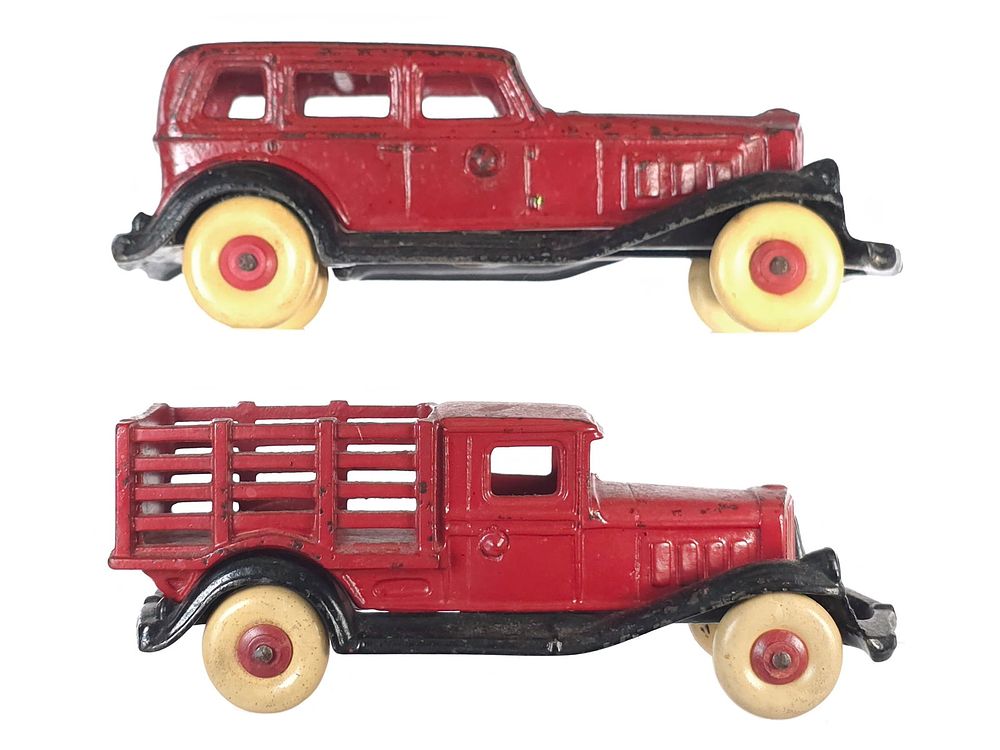 Lot 586: (2) A.C. Williams Red Packard & Stake Truck