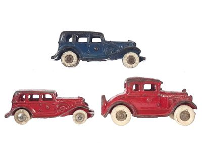 (3) A.C. Williams Cast Iron Cars. Three A.C. Williams cast iron cars are offered together 