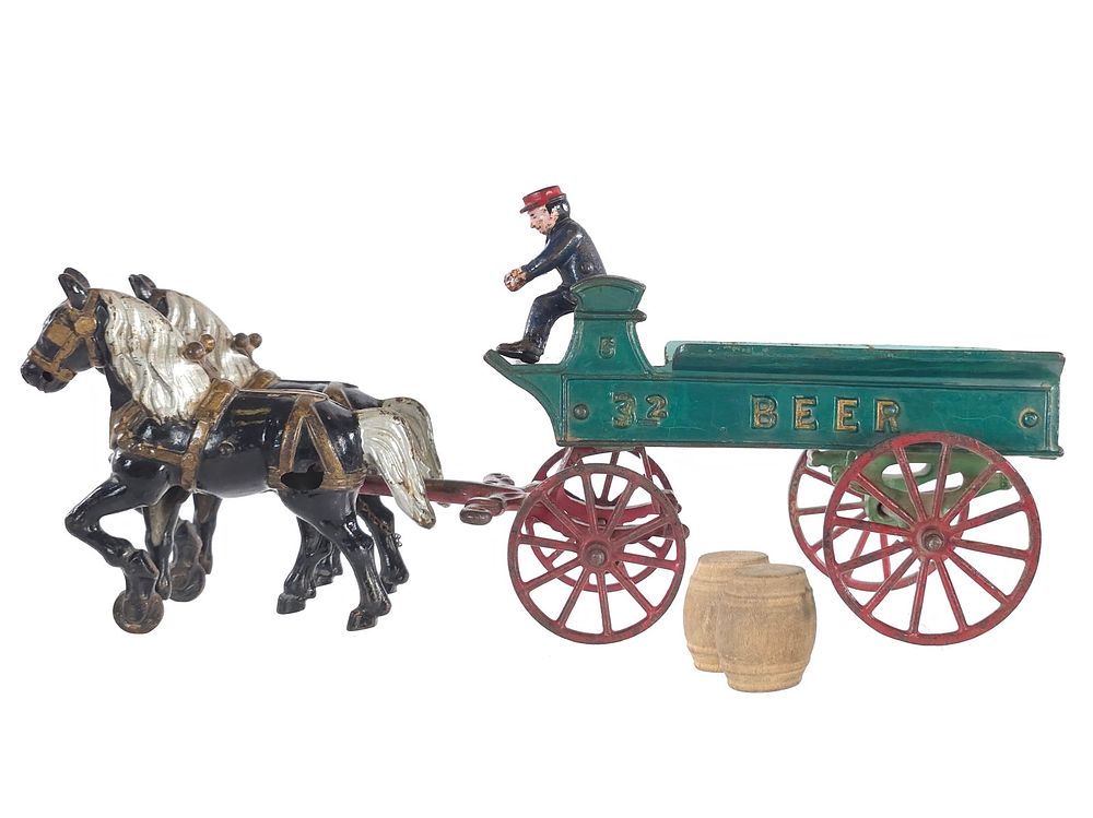 Lot 600: Kenton Cast Iron Horse-Drawn Beer Truck