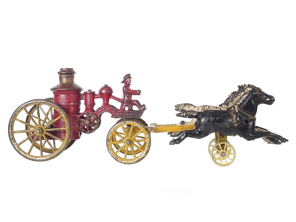 Lot 605: Horse-Drawn Fire Pumper Engine Cast Iron