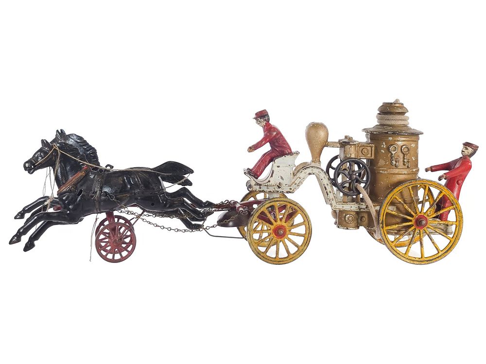 Lot 609: Large White Wilkins Cast Iron Fire Pumper