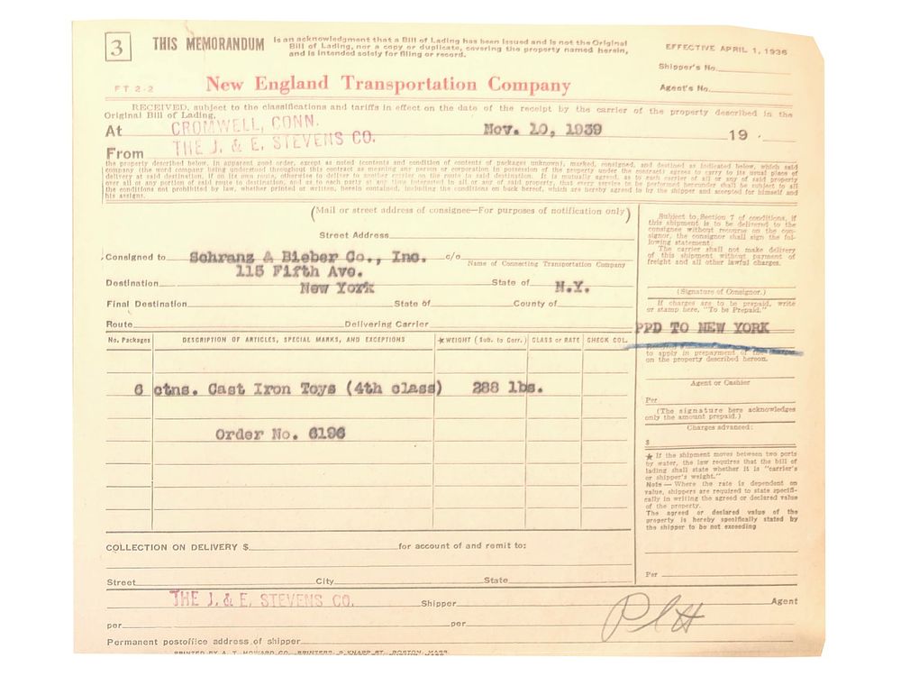 Lot 624: J.E. Stevens Factory Find #1 Thick Folders of Paperwork