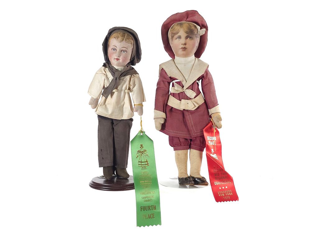 Lot 627: (2) ca. 1900 Albert Bruckner & Babyland Cloth Dolls
