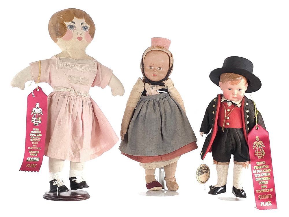 Lot 628: (3) Dolls Betty Lou Hesse German & Celluloid Dolls