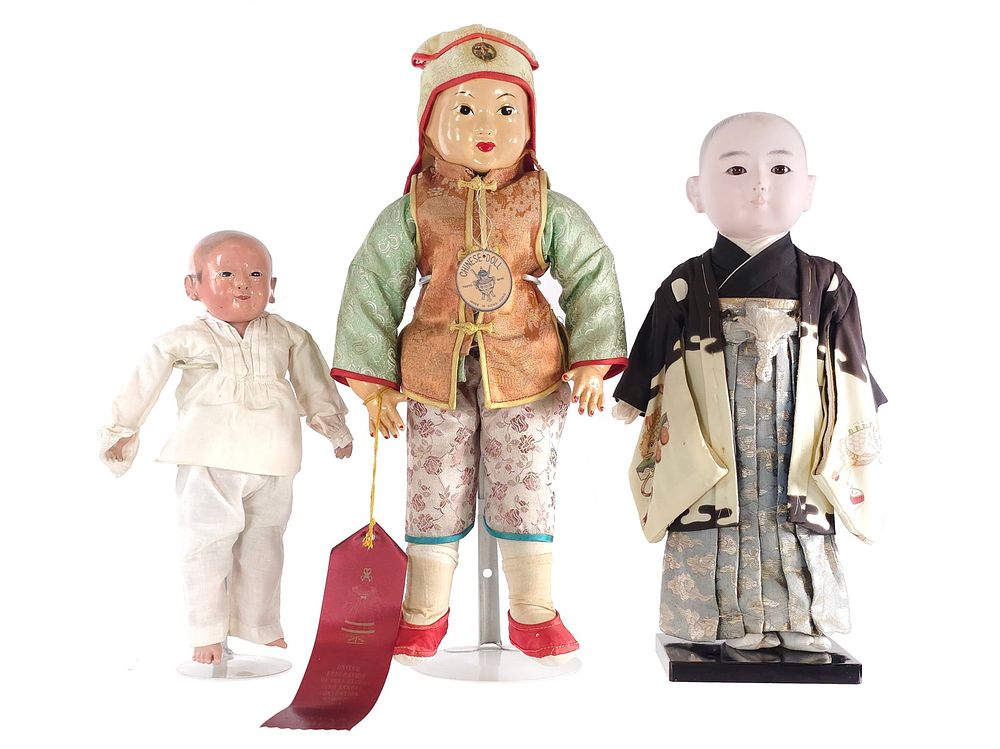 Lot 637: (3) Lot of Antique Japanese & Chinese Dolls Unusual