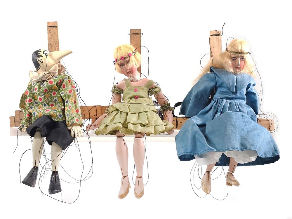 Lot 638: (3) Marionettes Dancer Pinocchio & Woman
