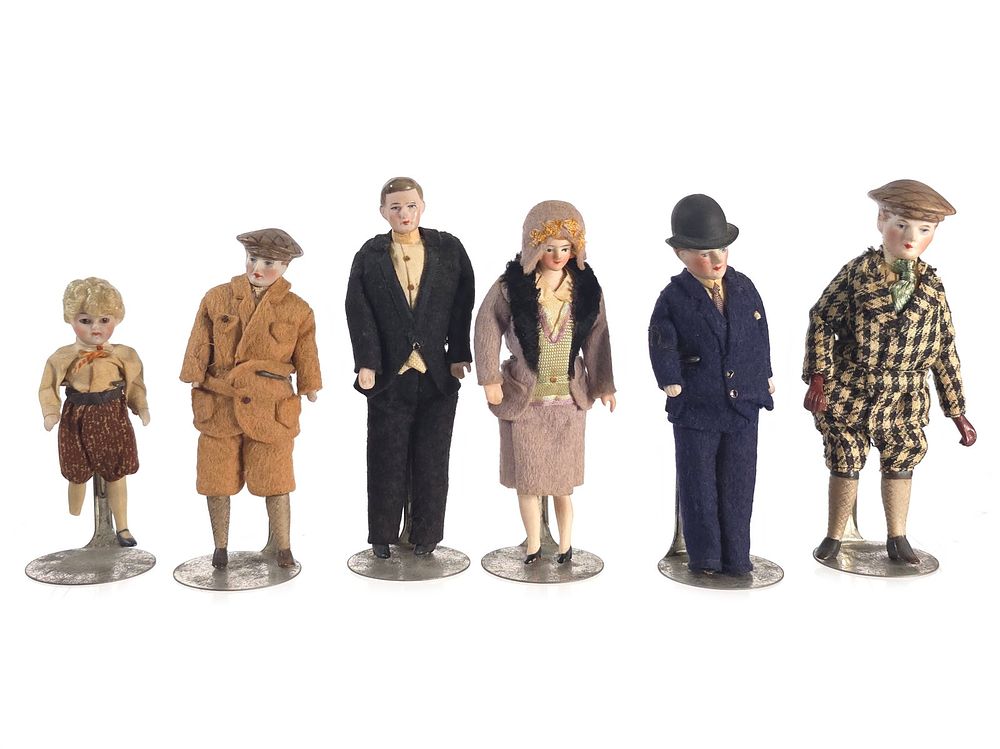 Lot 645: (6) German Bisque Miniature Dolls