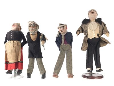 (4) Bayr Kunst German Stockinette Dolls. Four Bayr Kunst German Bavarian stockinette dolls are 