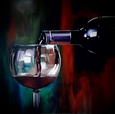 Amalia Haas - The wine in the glass. Oil on canvas 
Signed and framed 
120 / 120 meters 
* 
Amalia 
