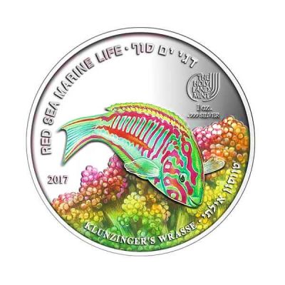5 Dollar. Klunzinger's Wrasse Red Sea Marine Life 
Issue year: 2017 
Country: Palau 
Metal: 