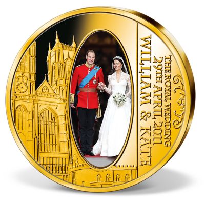 William and Kate. Royal Wedding 
Country: England 
Year: 2011 
Metal: 24ct gold plated bronze 