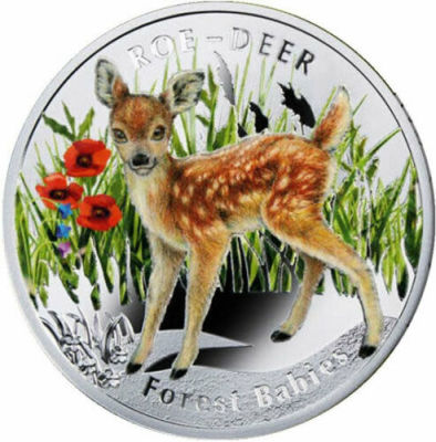 1 Dollar. Deer Forest Babies 
Country: Niue 
Year: 2014 
Weight: 17.50 grams 
