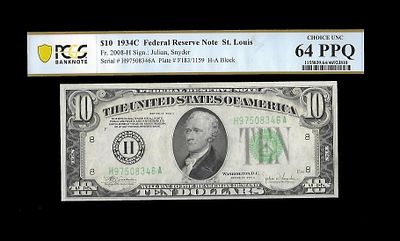 10 דולר. מדינה : ארצות הברית 
ישות מנפיקה משרד האוצר של ארצות הברית 
שטר כסף רגיל 
שנה : 