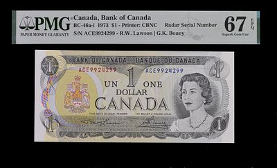 9924299 דולר ראדר. אישור PMG: 2178145-088 
מדינה : קנדה 
שנה : 1973 
ערך : 1 דולר 
