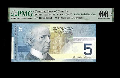 8453548 שטר רדאר. מדינה : קנדה 
שנה : 2004-2005 
אישור פי.אמ.ג'י 2201469-022 
ערך : 5 דולר 