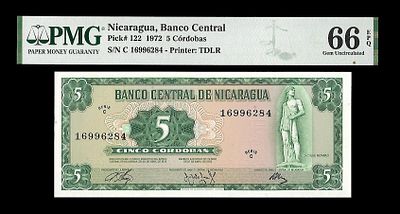 5 קורדובה. מדינה : ניקרגואה 
שנה : 1972 
שטר כסף רגיל 
ערך : 5 קורדובה 
מטבע 
