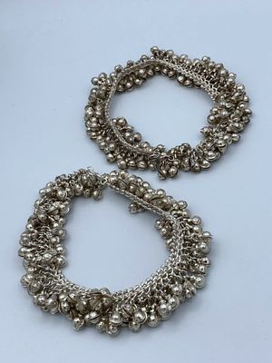 A pair of belly dance bracelets with ringtones Traditional Indian bracelets. Silver The length 