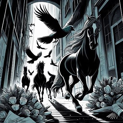 Horses. Artist: Pips 
Print on canvas 
1 of 1 reproduction 
Dimensions 