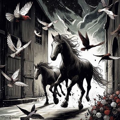 Horses. Artist: Pips 
Print on canvas 
1 of 1 reproduction 
Dimensions 