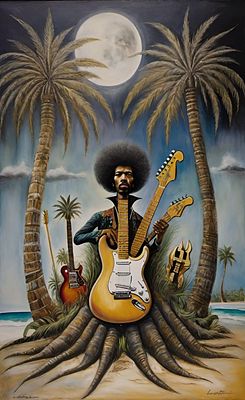 Jimi Hendrix. Artist: Pips 
Print on canvas 
1 of 1 reproduction 
Dimensions 50/70 cm 