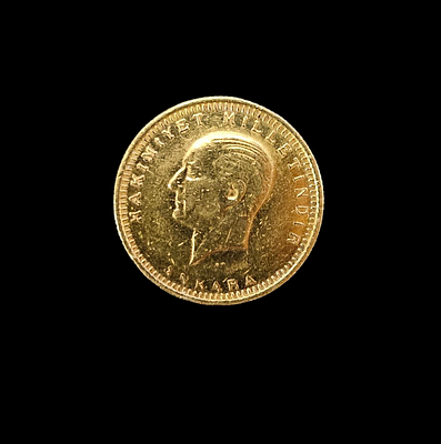 מטבע זהב טורקיה 100 קורוש, 1923
זהב 0.917
משקל 7.22 גרם