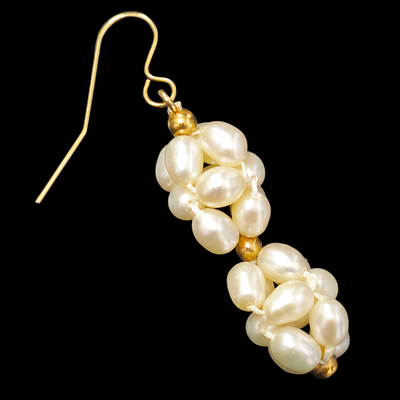 עגיל בודד פנינים מזהב 14 קראט משקל העגילים 2.5 גרם אורך העגילים 4 ס"מ