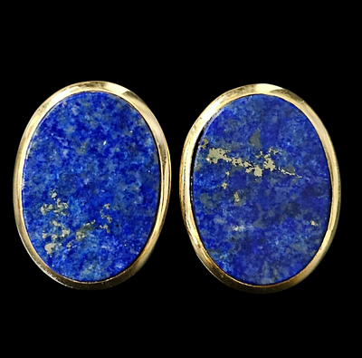 זוג עגילי לפיס לזולי מזהב 14 קראט משקל העגילים 9 גרם אורך העגילים 2 ס"מ