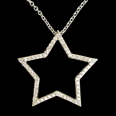 מגן דוד מזהב לבן 14 קראט משובץ יהלומים זעירים מסביב משקל הסט 3.4 גרם,