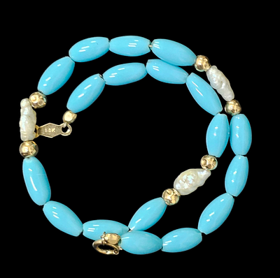 אבני בהרוז [אילת] בשילוב כדורי זה אורך הצמיד 18 ס"מ ,