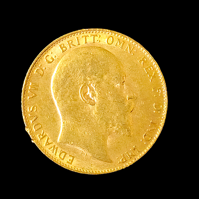 מטבע סוברין מזהב 916 משקל 7.99 גרם שנת 1906