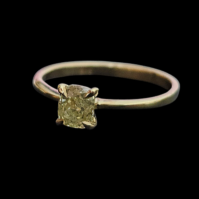 טבעת חדשה מזהב 14 קראט משובצת יהלום צהוב מצורף תעודות גמולוגיות