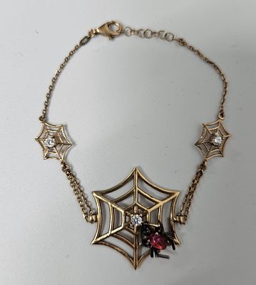 צמיד תליון עכביש מכסף מצופה זהב קוטר 6 גרם