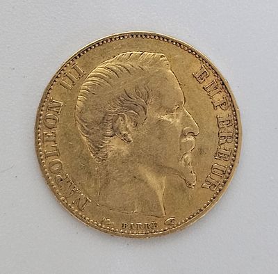 מטבע זהב - 20 פרנק 1854 "Rooster", צרפת משקל: 6.45 גרם, טוהר: 0.900, קוטר: 21 מ"מ,