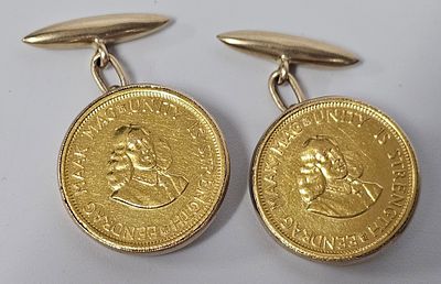 חפטים מזהב עשויים ממטבעות זהב 22 קראט 2 ראנד דרום אפריקה משקל כללי 26.52 גרם כל מטבע במשקל 7.98 