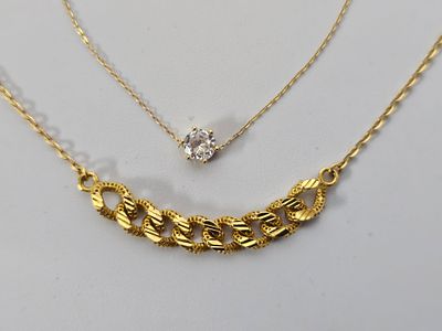 חדש סט שרשרת וצמיד מזהב 21 קראט במשקל 4.85 גרם , 
אורך השרשרת 40 ס"מ קוטר הצמיד 16 ס"מ ,