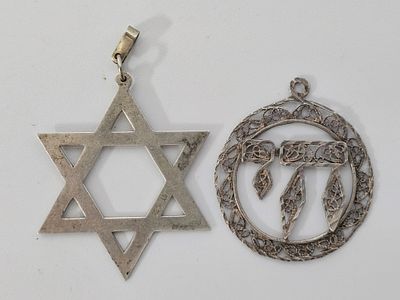צמד תליוניום מכסף 925 חי ומגן דוד קוטר ממוצע 4 ס"מ