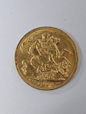 מטבע סוברין [ג'ורג] מזהב 916 במשקל 7.98 גרם שנת 1906