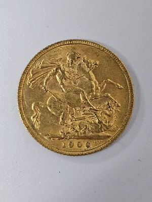 מטבע סוברין [ג'ורג] מזהב 916 במשקל 7.98 גרם שנת 1906