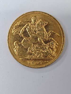 מטבע סוברין [ג'ורג] מזהב 916 במשקל 7.98 גרם שנת 1907