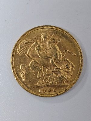 מטבע סוברין [ג'ורג] מזהב 916 במשקל 7.98 גרם שנת 1906