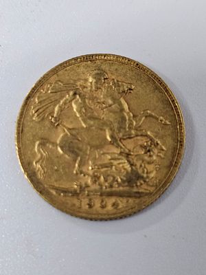 מטבע סוברין [ג'ורג] מזהב 916 במשקל 7.98 גרם שנת 1904