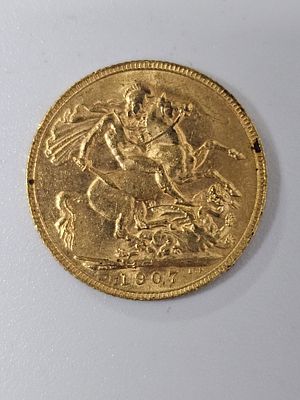 מטבע סוברין [ג'ורג] מזהב 916 במשקל 7.98 גרם שנת 1907