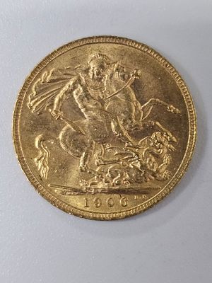 מטבע סוברין [ג'ורג] מזהב 916 במשקל 7.98 גרם שנת 1906