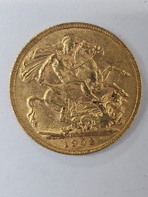 מטבע סוברין [ג'ורג] מזהב 916 במשקל 7.98 גרם שנת 1903