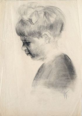 Биленкий Исаак. Детский портрет. 1930е гг. Бумага, уголь. 42х29,8 см. Авторская подпись стоит с 