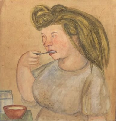 Глебова Татьяна. Портрет Липочки. 1942-1944 гг. Бумага, акварель. 27,5х26,3 см. Авторская 