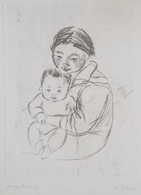 Эвенбах Евгения. Первенец. 1967 г. Бумага, офорт. 24,5х18,5 см (размер листа 37,8х26 см). Автор 