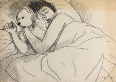 Герасимов Михаил. Сон. 1968 г. Бумага, карандаш, 19х26,3 см. Авторская подпись находится на 