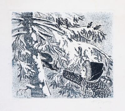 Бутрова Мария. Бельчонок. 1960-е гг. Бумага, офорт. 21,5х26 см (размер листа 35х34,8 см). Автор 